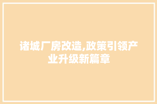 诸城厂房改造,政策引领产业升级新篇章