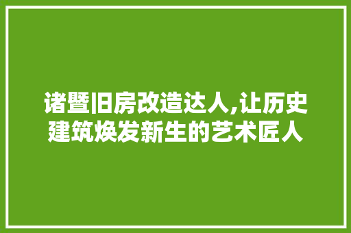 诸暨旧房改造达人,让历史建筑焕发新生的艺术匠人