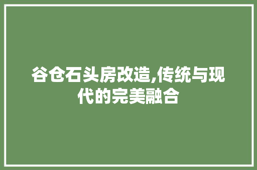 谷仓石头房改造,传统与现代的完美融合