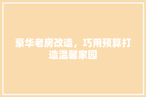 豪华老房改造，巧用预算打造温馨家园