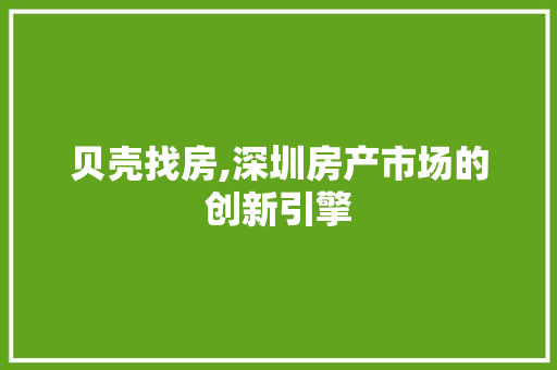 贝壳找房,深圳房产市场的创新引擎