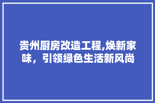 贵州厨房改造工程,焕新家味，引领绿色生活新风尚