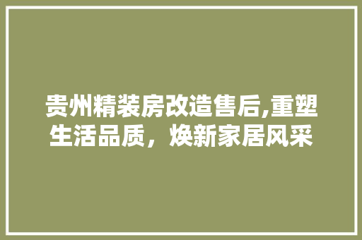 贵州精装房改造售后,重塑生活品质，焕新家居风采