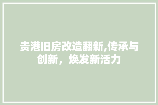 贵港旧房改造翻新,传承与创新，焕发新活力