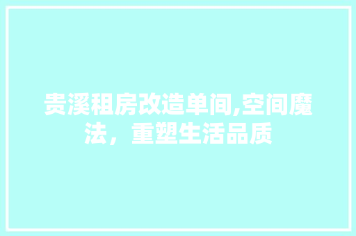 贵溪租房改造单间,空间魔法，重塑生活品质