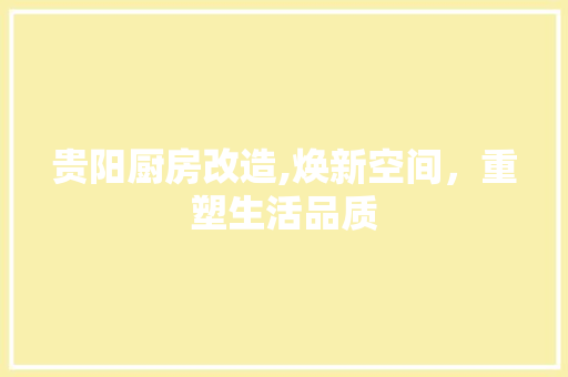 贵阳厨房改造,焕新空间，重塑生活品质