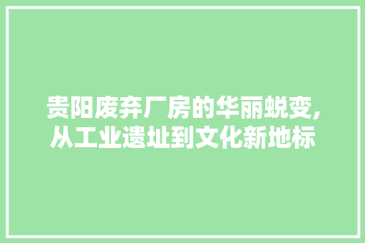 贵阳废弃厂房的华丽蜕变,从工业遗址到文化新地标