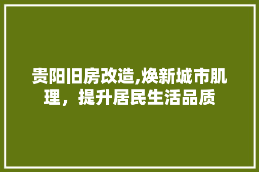 贵阳旧房改造,焕新城市肌理，提升居民生活品质