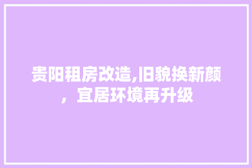 贵阳租房改造,旧貌换新颜，宜居环境再升级