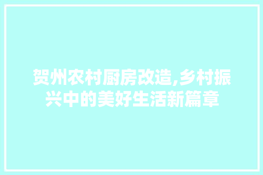 贺州农村厨房改造,乡村振兴中的美好生活新篇章