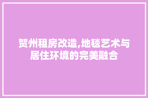 贺州租房改造,地毯艺术与居住环境的完美融合