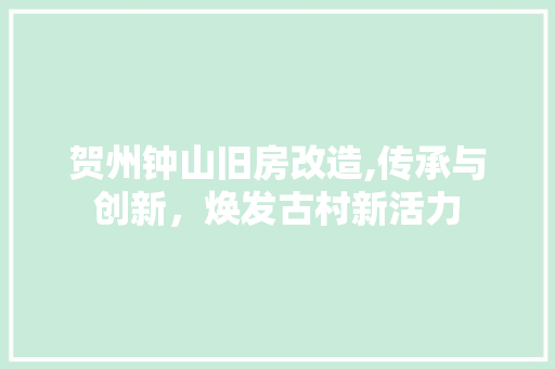 贺州钟山旧房改造,传承与创新，焕发古村新活力