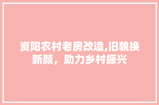 资阳农村老房改造,旧貌换新颜，助力乡村振兴