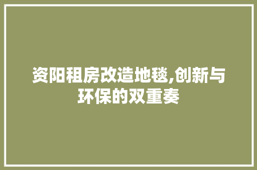 资阳租房改造地毯,创新与环保的双重奏