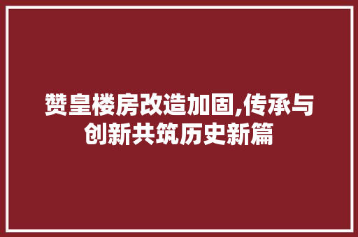 赞皇楼房改造加固,传承与创新共筑历史新篇