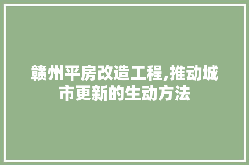 赣州平房改造工程,推动城市更新的生动方法