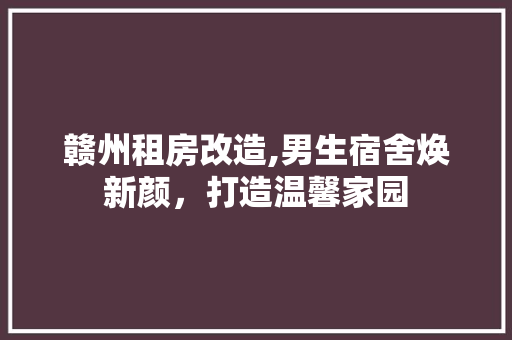 赣州租房改造,男生宿舍焕新颜，打造温馨家园