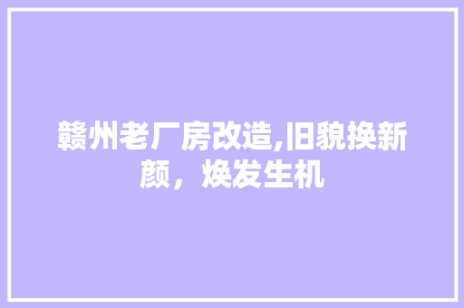 赣州老厂房改造,旧貌换新颜，焕发生机