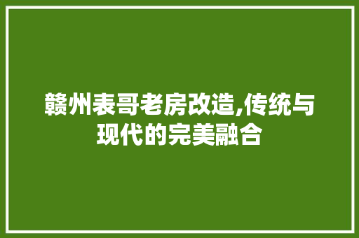 赣州表哥老房改造,传统与现代的完美融合