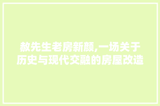 赦先生老房新颜,一场关于历史与现代交融的房屋改造之旅