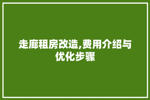 走廊租房改造,费用介绍与优化步骤