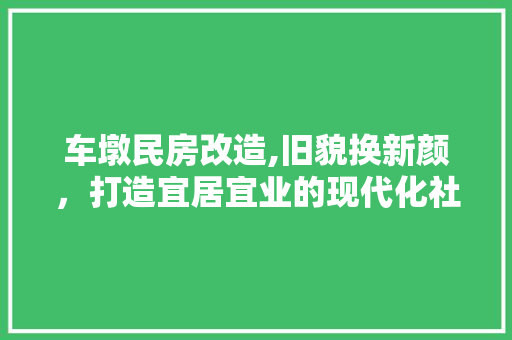 车墩民房改造,旧貌换新颜，打造宜居宜业的现代化社区