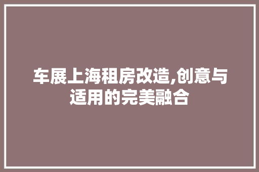 车展上海租房改造,创意与适用的完美融合