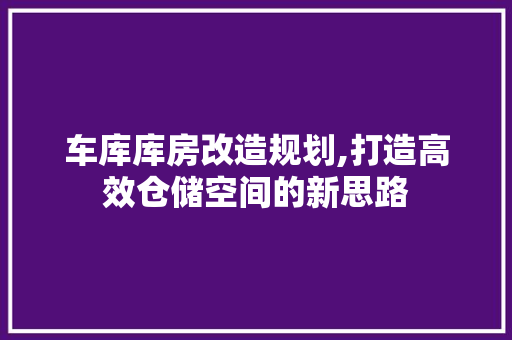 车库库房改造规划,打造高效仓储空间的新思路