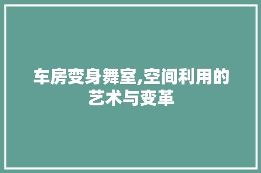 车房变身舞室,空间利用的艺术与变革