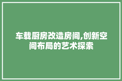 车载厨房改造房间,创新空间布局的艺术探索