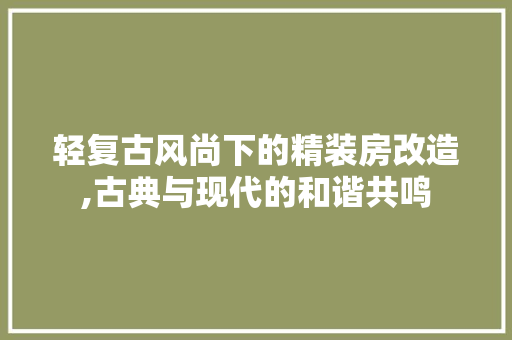 轻复古风尚下的精装房改造,古典与现代的和谐共鸣 综合便民