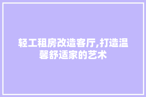 轻工租房改造客厅,打造温馨舒适家的艺术