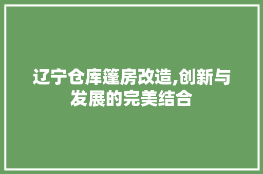 辽宁仓库篷房改造,创新与发展的完美结合