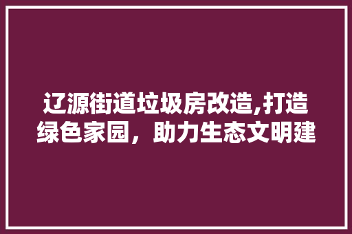 辽源街道垃圾房改造,打造绿色家园，助力生态文明建设