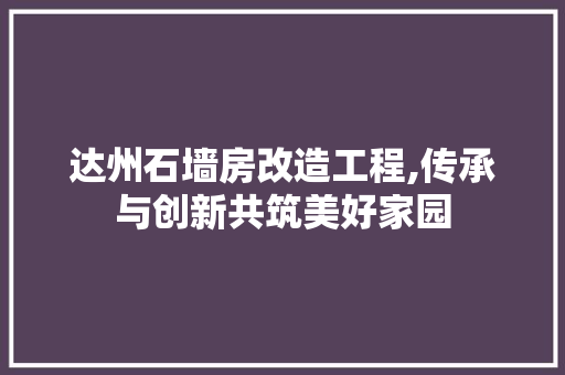 达州石墙房改造工程,传承与创新共筑美好家园
