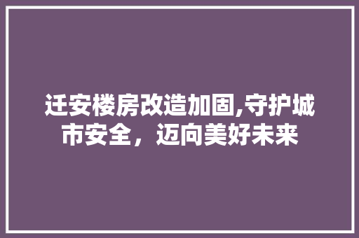 迁安楼房改造加固,守护城市安全，迈向美好未来
