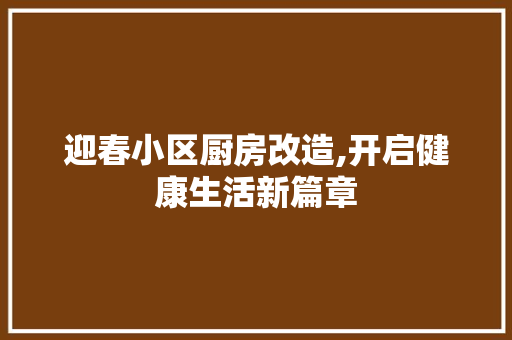 迎春小区厨房改造,开启健康生活新篇章