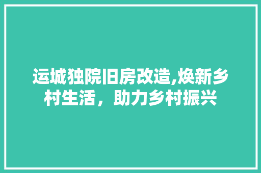 运城独院旧房改造,焕新乡村生活，助力乡村振兴