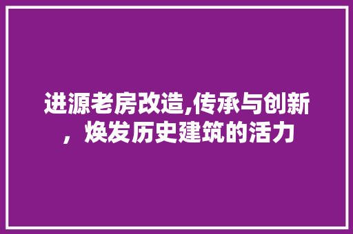 进源老房改造,传承与创新，焕发历史建筑的活力