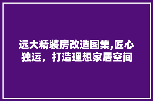 远大精装房改造图集,匠心独运，打造理想家居空间