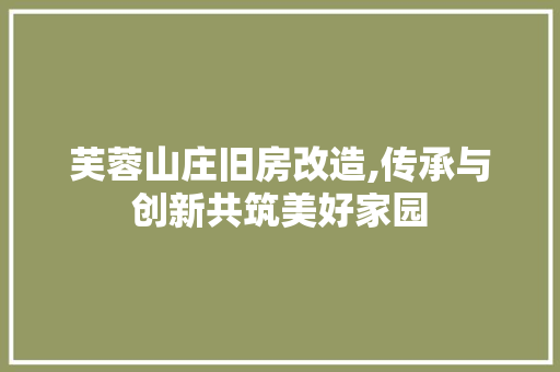 芙蓉山庄旧房改造,传承与创新共筑美好家园