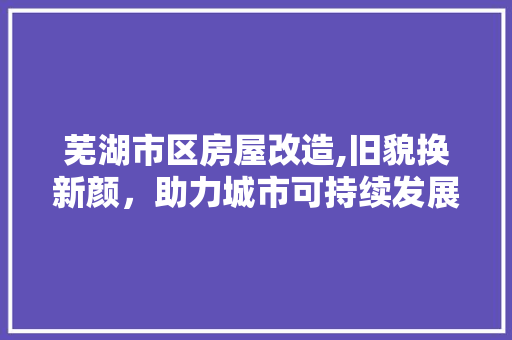 芜湖市区房屋改造,旧貌换新颜，助力城市可持续发展