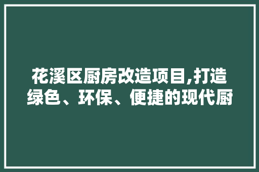 花溪区厨房改造项目,打造绿色、环保、便捷的现代厨房生活