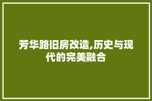 芳华路旧房改造,历史与现代的完美融合