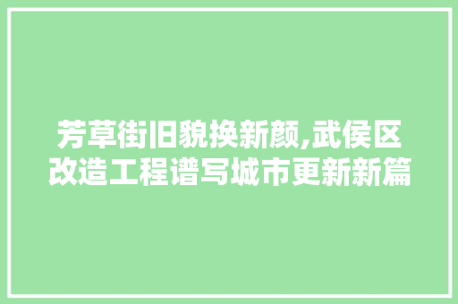 芳草街旧貌换新颜,武侯区改造工程谱写城市更新新篇章