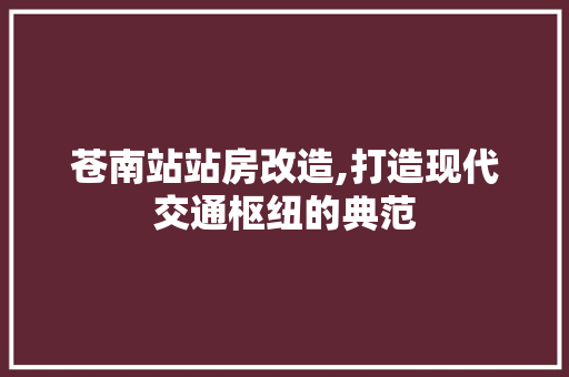 苍南站站房改造,打造现代交通枢纽的典范