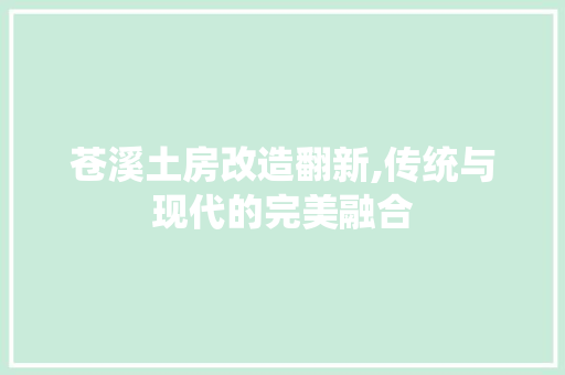 苍溪土房改造翻新,传统与现代的完美融合