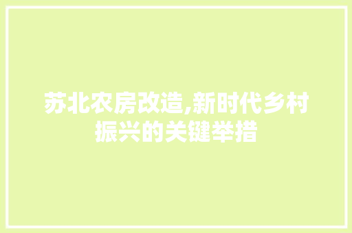 苏北农房改造,新时代乡村振兴的关键举措
