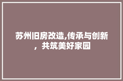 苏州旧房改造,传承与创新，共筑美好家园 墙体维修