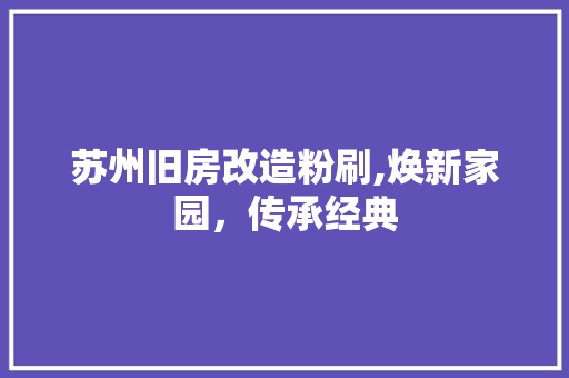 苏州旧房改造粉刷,焕新家园，传承经典 墙体维修